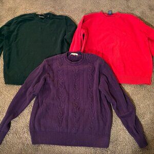 Lot Of 3 Unisex 100% Cotton Pullover SWEATERS, Sz. L